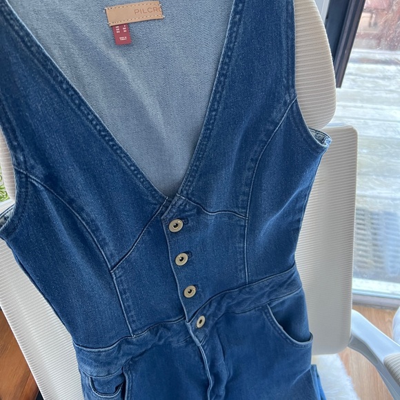 Women's Blue Denim Jumpsuit - Picture 4 of 8